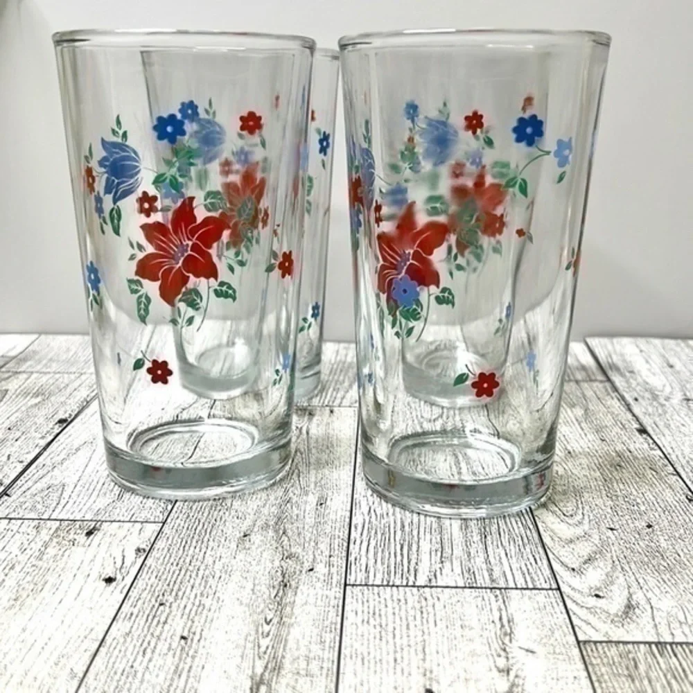 Firna Indonesian Vintage Floral Tumblers (Set of 4)